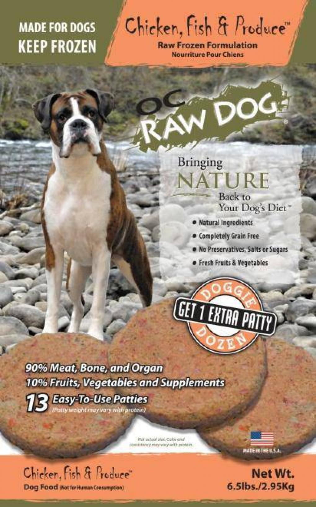 OC Raw Dog, LLC Recalls 1 Lot Of Chicken, Fish & Produce Doggie Sliders, Doggie Dozen Patty Bag And Meaty Rox