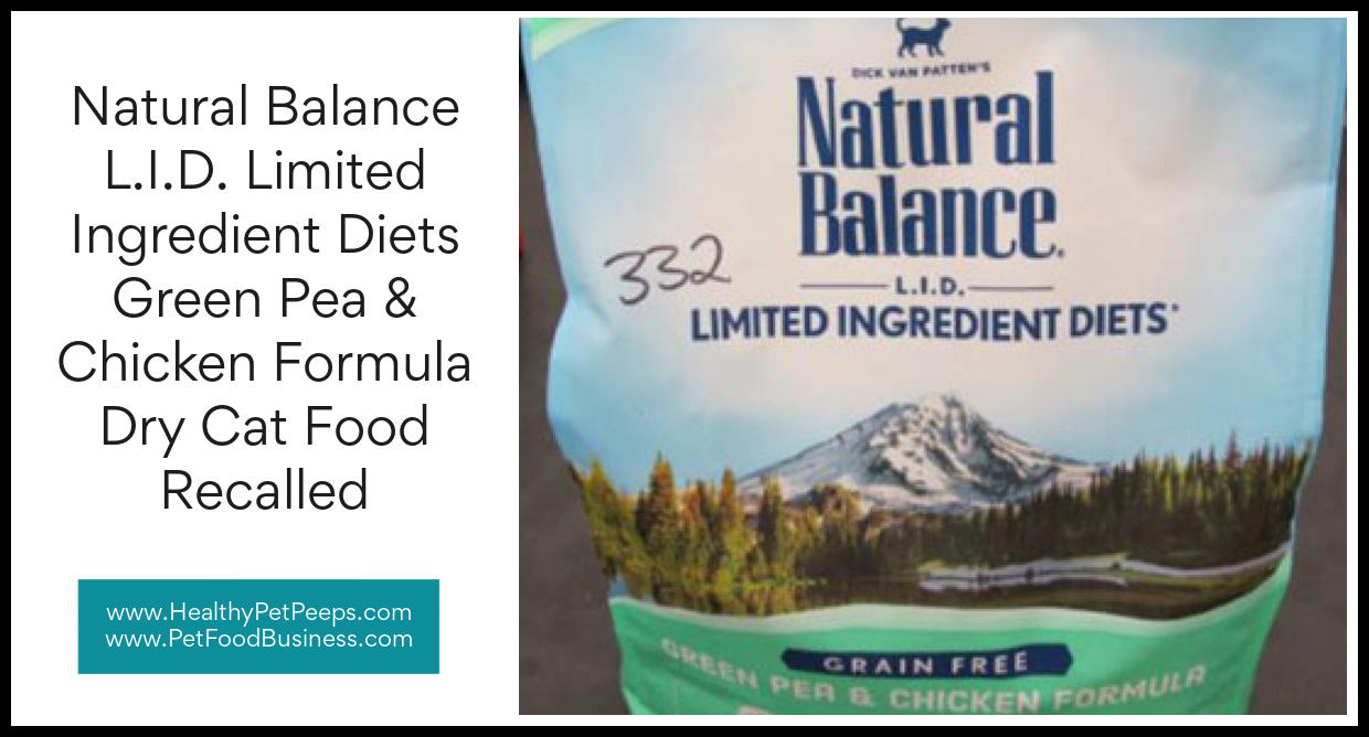 Natural Balance L.I.D. Limited Ingredient Diets Green Pea & Chicken Formula Dry Cat Food Recalled